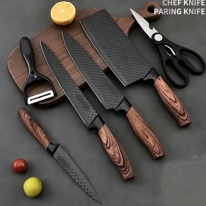 Kit Jogo De Facas Inox Corte Afiado Antiaderente Presente...
