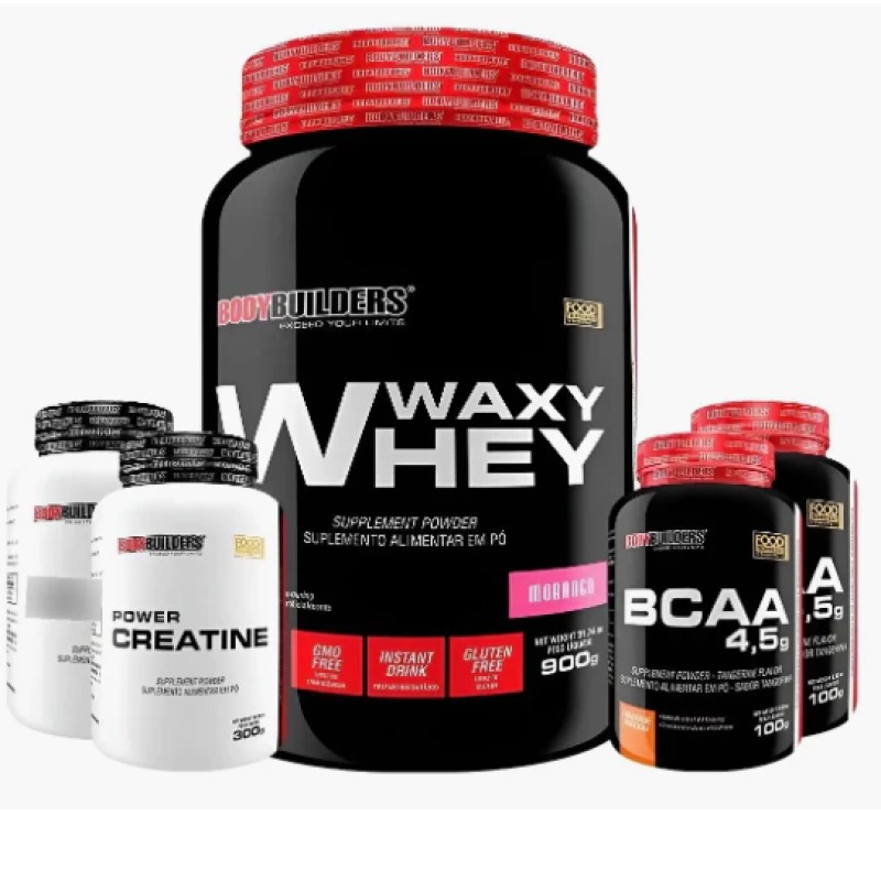 Kit Waxy Whey Protein 900g + 2x Bcaa 100g + 2x Creatina 1...