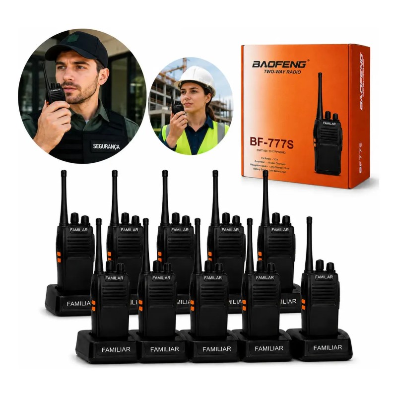 Kit 10 Radio Walk Talk Comunicador 16 Ch 12km Baofeng 777...