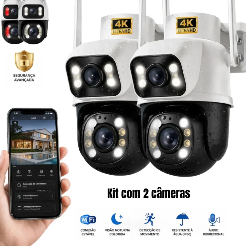 Kit 2 Câmeras de Segurança Woosh A28B Full HD Dupla Lente...