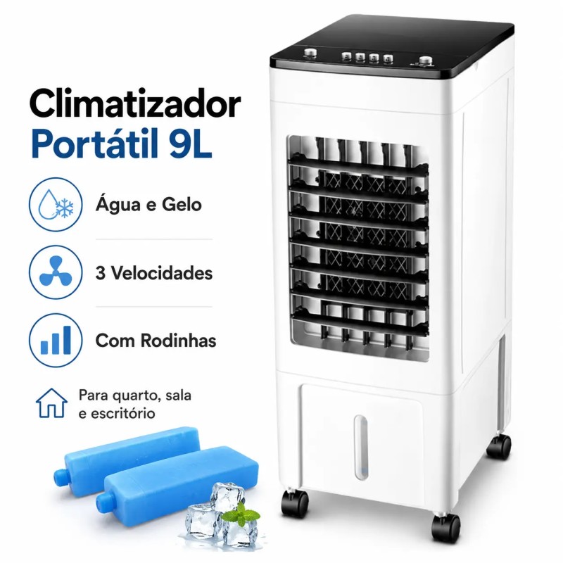 Climatizador de Ar Portátil Evaporativo 9L com Umidificad...
