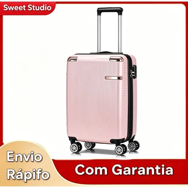 Mala de Viagem de Bordo ABS Sweet Studio com Rodas Duplas 360° para Cabine – Rosa