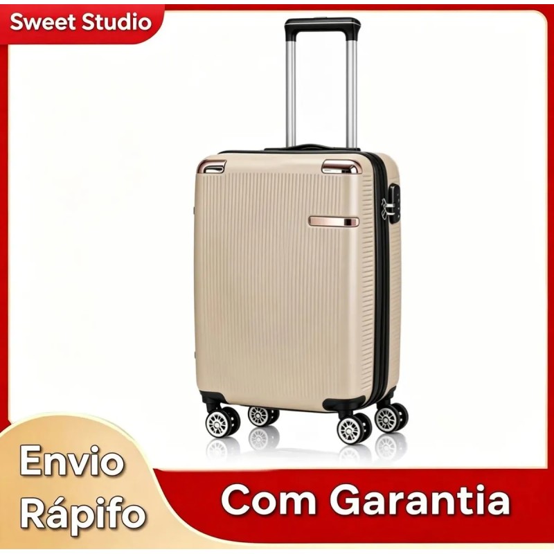 Mala de Bordo Rígida Sweet Studio Dourada com Rodas 360, ...