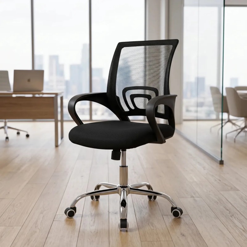 Cadeira De Escritorio Ergonomica Preta Home Office Escrit...