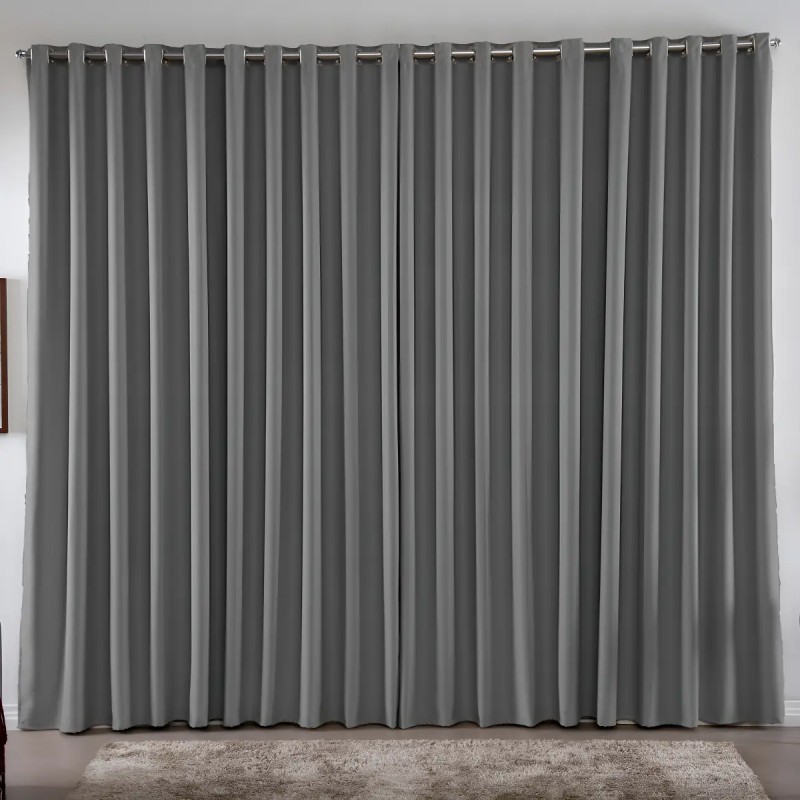 Cortina 3,00x2,80 Metros Blackout Blecaute Cinza Corta Lu...