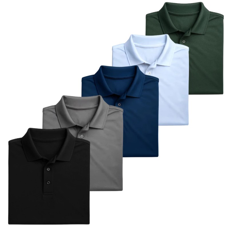 Kit 5 Camisa Polo Masculina Piquet Poliéster Atacado Unif...
