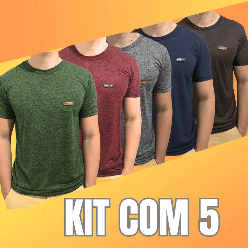 Kit 5 Camiseta Masculina Dryfit Camisa Manga Curta Gola R...