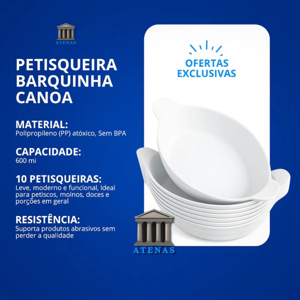 Kit 10 Petisqueira Barquinha Canoa Petiscos Churrasco Festa Frios Para Servir Amendoim Caldo Branca