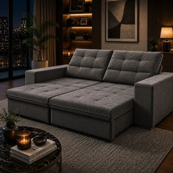 Sofá Retrátil Reclinável 2m 3 Lugares Veludo Turim Conforto