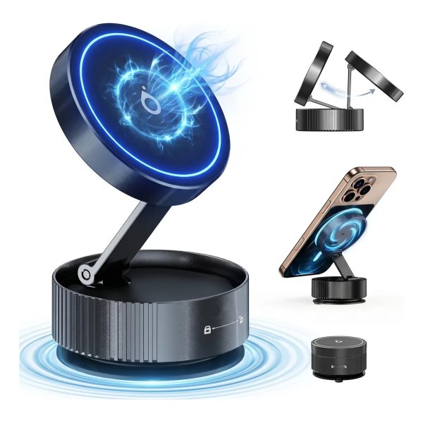 Suporte Celular Magnético 360 Rotativo Com Ventosa Dobrável