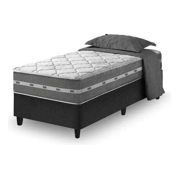Cama Box Solteiro + Colchão Molas Ensacadas Zidi Miami 88cm