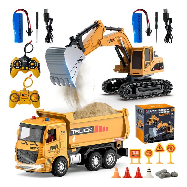 Carros De Escavadeira Controle Brinquedos Engenharia 2in1 Br Amarelo Trator