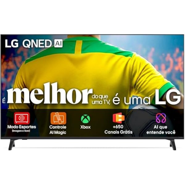 Smart TV 4K 55" LG QNED73 Portal de Games Processador AI α7 Gen8 4K Super Upscaling Google Cast Integrado Controle AI Magic WebOS 25 Modo Esportes Alerta de Esportes