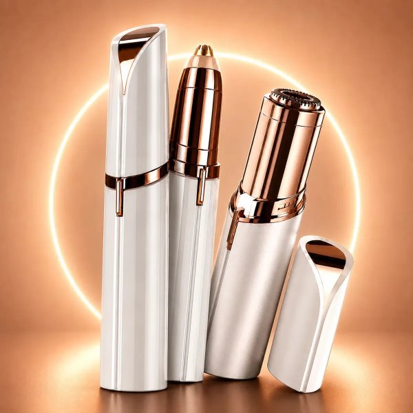 Kit Depilador Facial Caneta Depiladora Sobrancelha + Batom Depilador Facial Recarregável Portátil Premium Branco 127/220V Campus Ecom