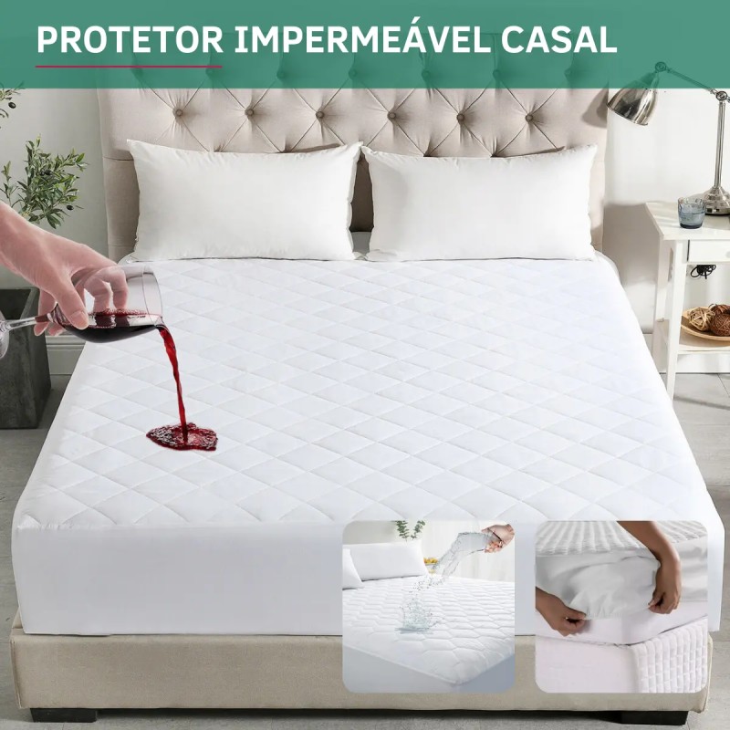 Protetor De Colchão Impermeável Casal Matelado Antialérgi...
