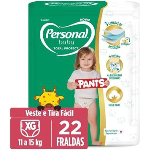 Personal Fralda Baby Total Protect Pants Extra G, 22 Unidades