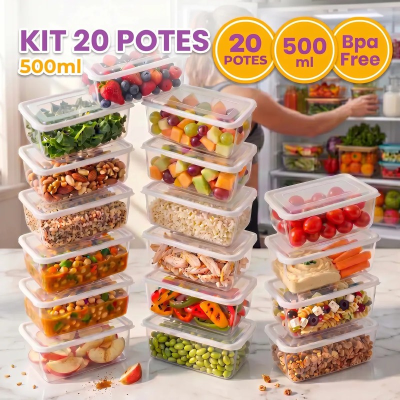 Kit 20 Potes 500 Ml Transparente Marmita Fitness Bpa Free...