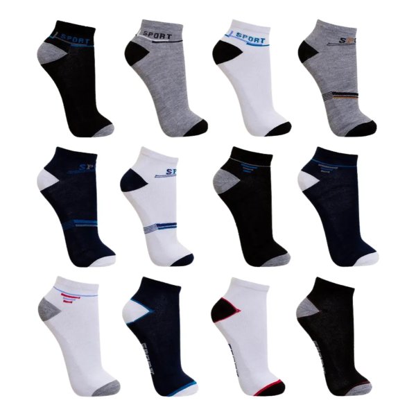 Kit 12 Pares Meia Masculino Cano Curto Soquete Varias Cores