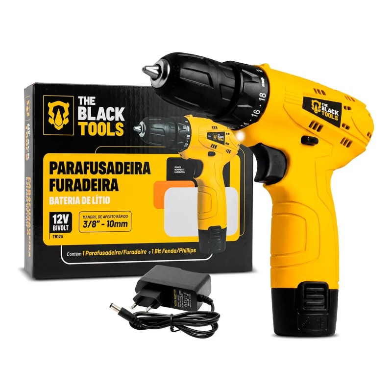 Parafusadeira Furadeira The Black Tools TB12A 3/8 a Bater...