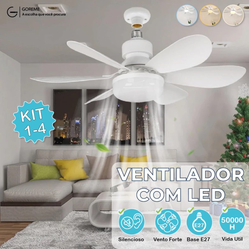 Ventilador de Teto PRO 80W ou 100W Super LED Lâmpada E27 ...