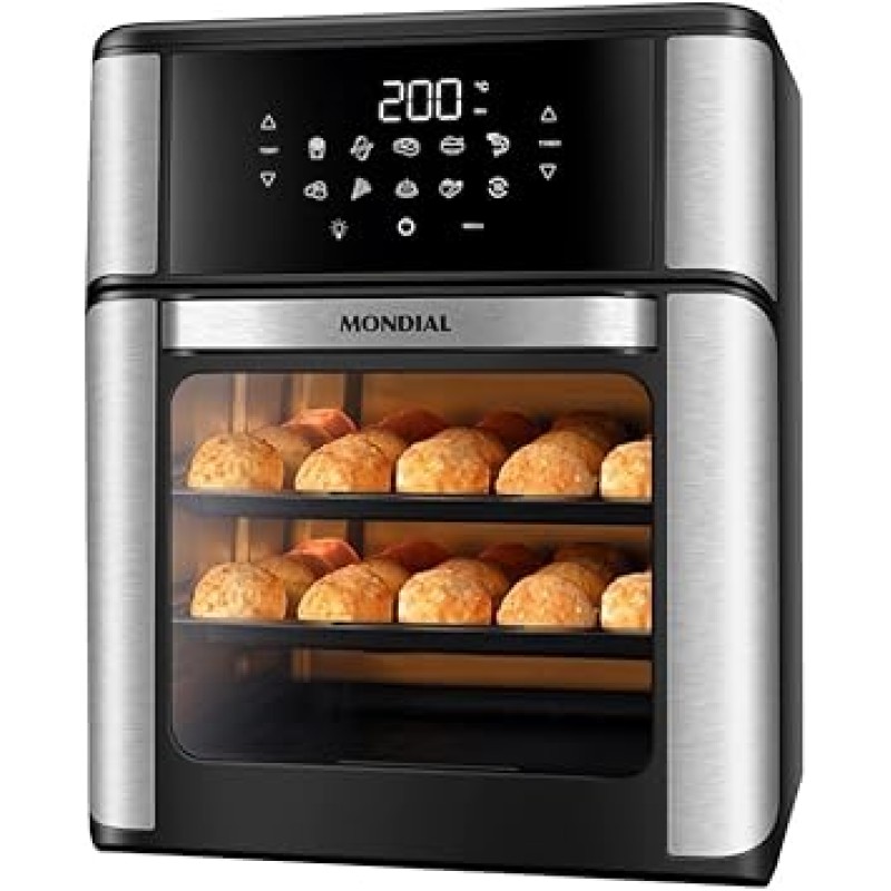 MONDIAL Fritadeira Air Fryer Forno Oven 12L, Preto/Inox, ...