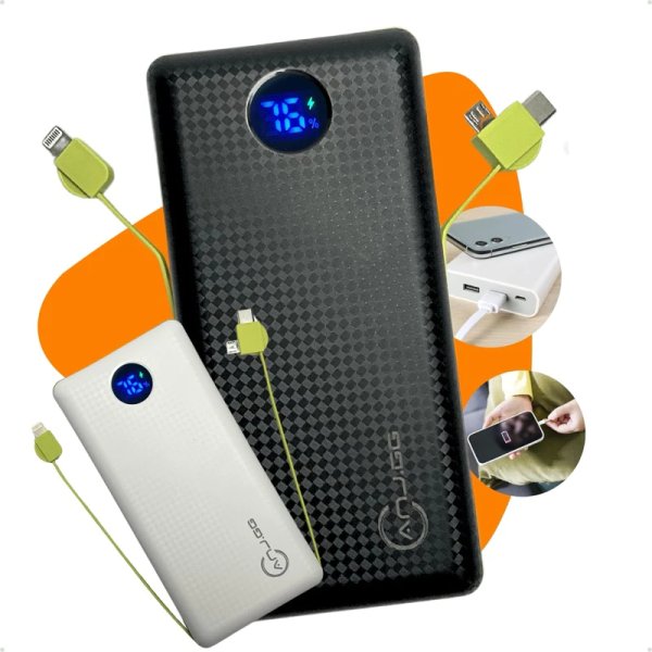 Carregador Portátil Turbo 20000mah Power Bank Universal Com Indicador De Bateria
