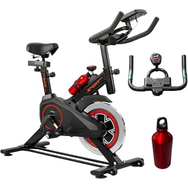Bicicleta Spinning Ergométrica Vmstark com Painel LCD Resistência Ajustável Assento Regulável Estrutura Reforçada até 100kg