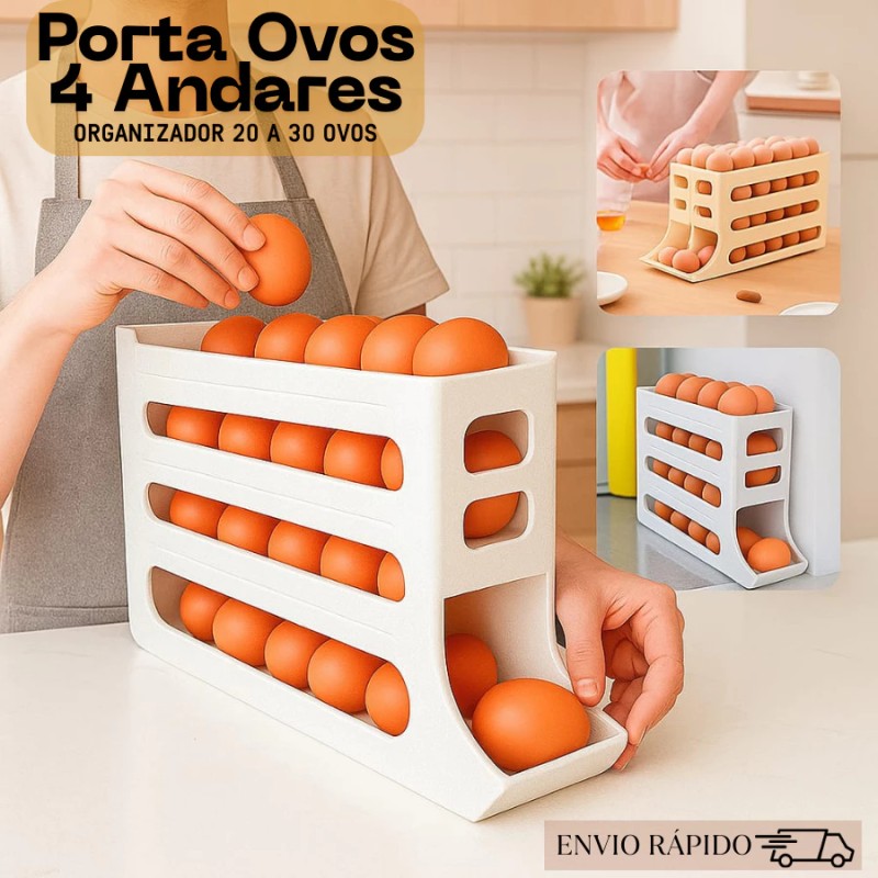 Porta Ovos 4 Andares Rolante em Plástico para Geladeira O...