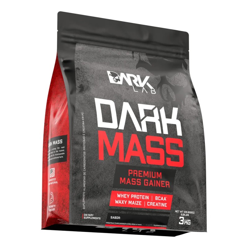 Hipercalórico Dark Mass 3kg Chocolate Branco c/ Morango D...