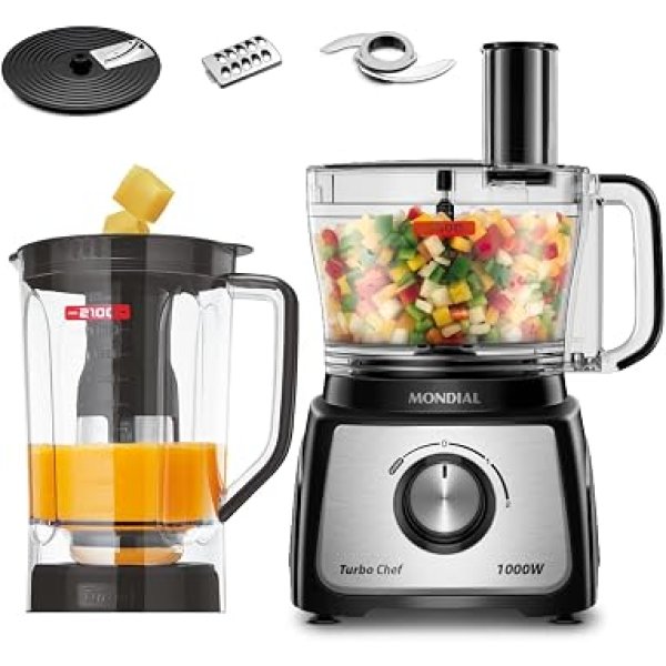 MONDIAL Multiprocessador Turbo Chef 5 em 1, Preto, 1000W, 220V - MPN-01-B