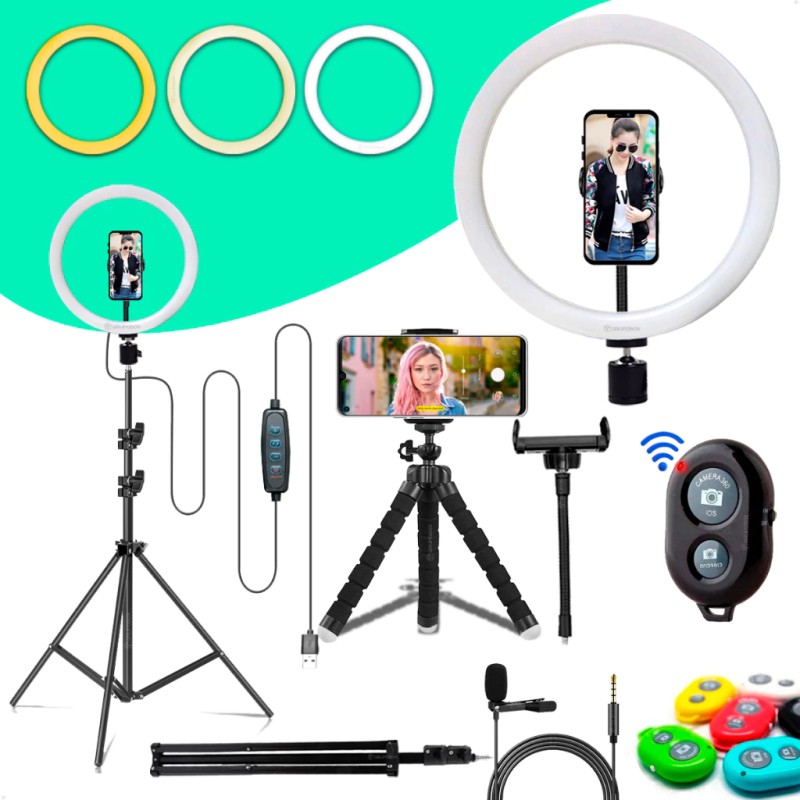 Kit Youtuber Ring Light 10 Polegadas Completo Iluminação ...