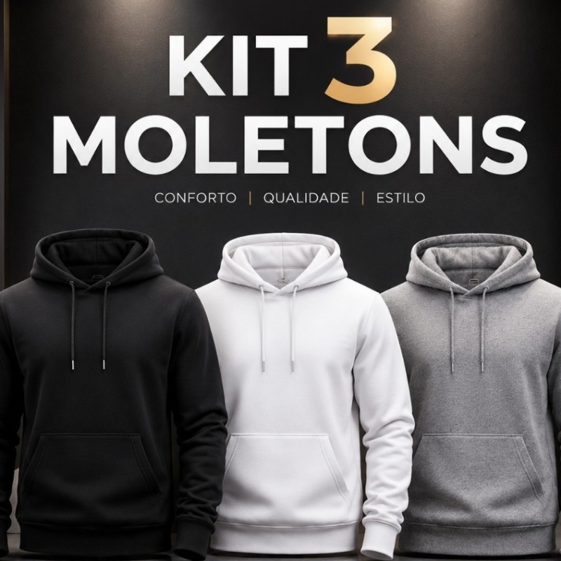 Kit 3 Unidades Moletom Básico Masculino Jaqueta Térmica E...