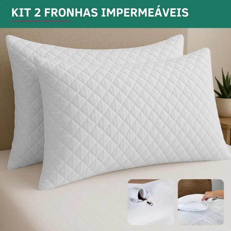 Kit 2 Capa Travesseiro Impermeavel Fronha Resistente Mate...