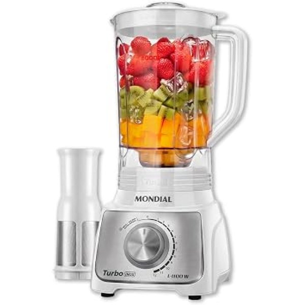 MONDIAL, Liquidificador Turbo Branco/Inox 1100W, 110V - L-1100-WI