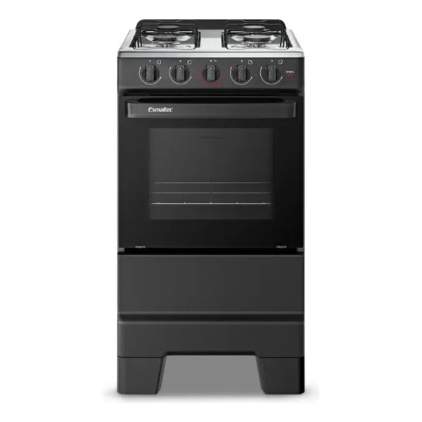 Fogão a Gás Mesa Inox e Forno 50L Limpa Fácil Esmaltec IDEAL POP F4ISP Cor Preto 4 bocas