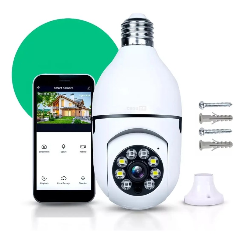 Câmera Lampada De segurança Casenn Ip Wifi Com Visão Notu...