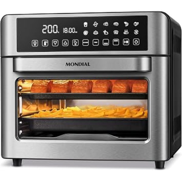 MONDIAL Fritadeira Air Fryer Forno Oven Digital 25L, Preto/Inox, 2000W, 110V - AFO-25L-BI