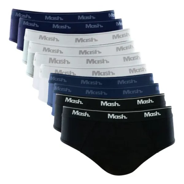 Kit 10 Cuecas Mash Masculino Slip Algodão Cotton Original