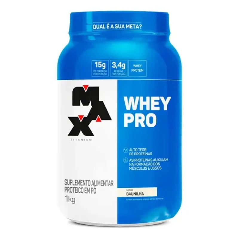 Whey Protein 1kg Whey Pro Max Titanium Sabor Baunilha BCA...