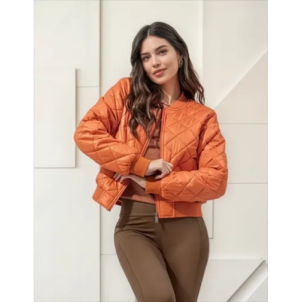 Jaqueta Puffer Forrada Feminina - Cereja Rosa