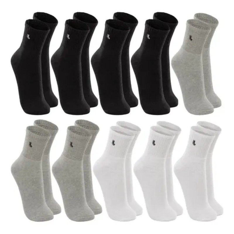 Kit 10 Pares Meia Lupo Original Masculina Cano Médio Algodão