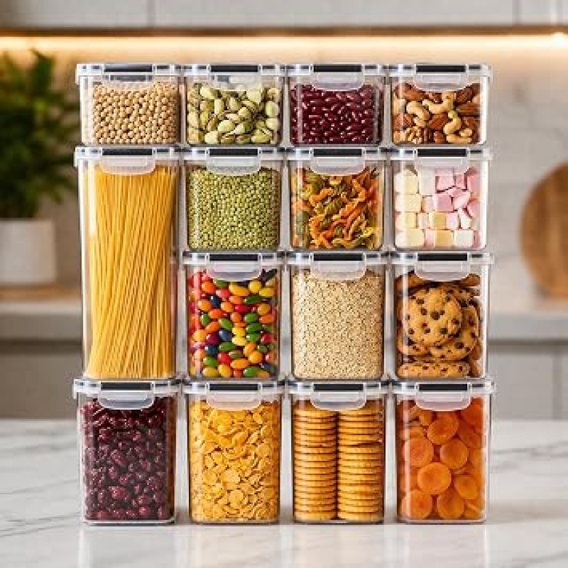 Kit 15 Potes Herméticos para Armazenamento de Alimentos, ...