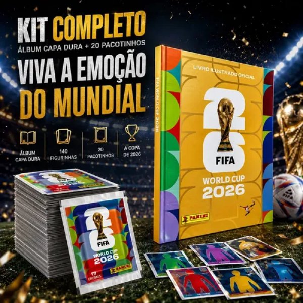Álbum Copa Do Mundo 26 Dourado Ouro Oficial + 140 Figurinha