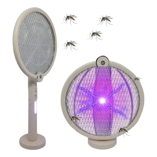Raquete Elétrica Led Usb Inseto Uv Luz Roxa