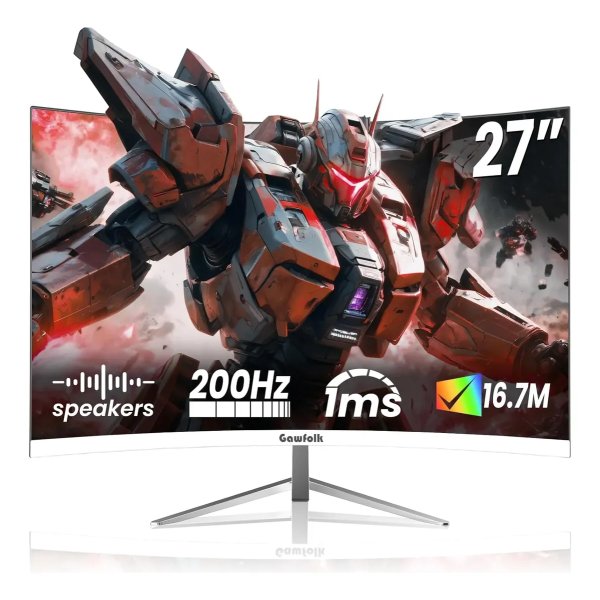 Monitor Gamer Curvo Gawfolk 27  200hz 1ms Branco Pc Hdmi