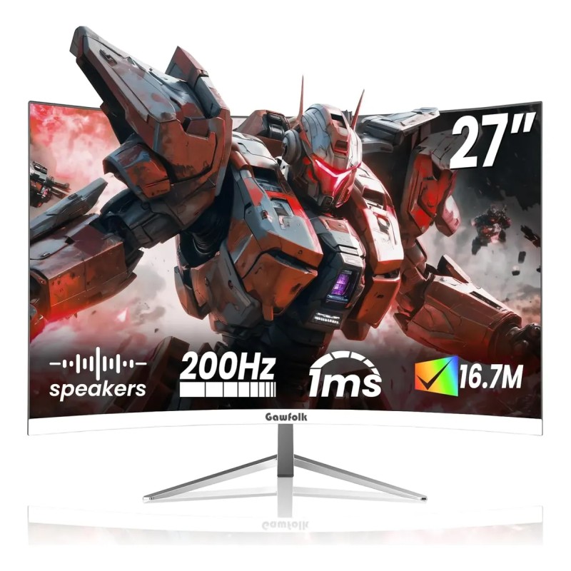 Monitor Gamer Curvo Gawfolk 27 200hz 1ms Branco Pc Hdmi