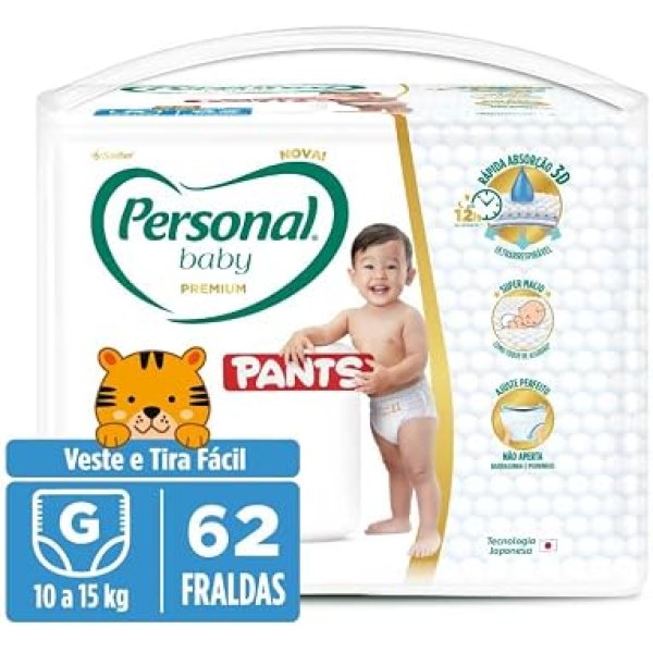 Personal Fralda Baby Premium Pants G, 62 Unidades