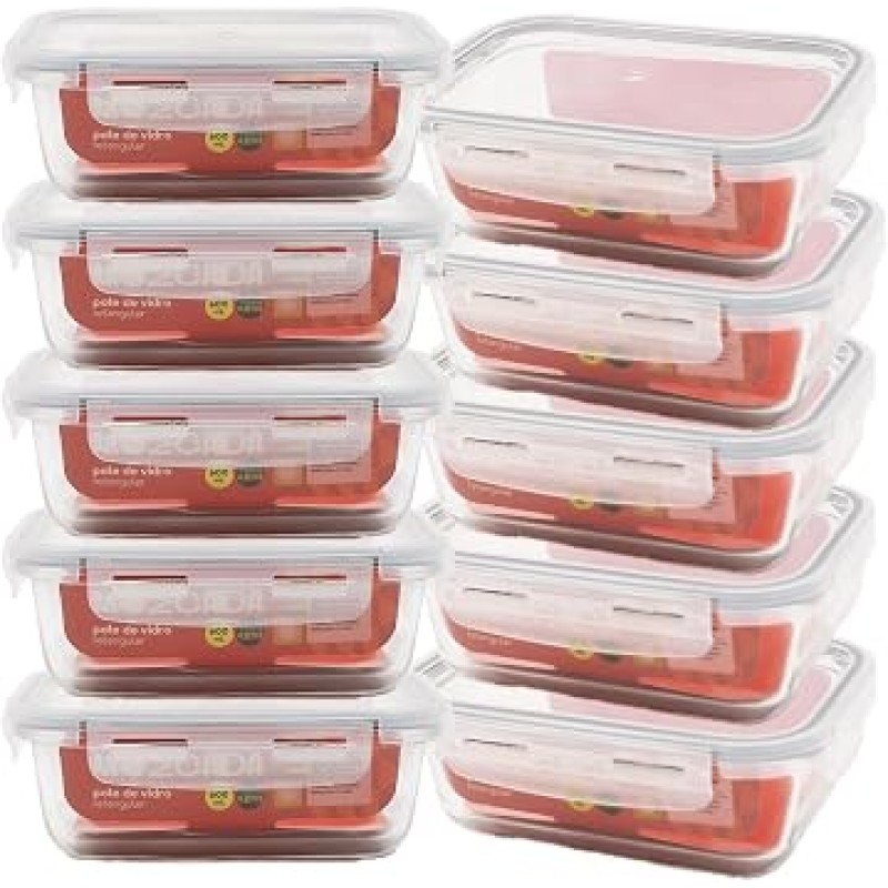 Mozcada - Kit 10 Potes de Vidro Marmita 600ml Hermético c...