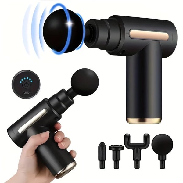 Massageador Elétrico de Alta Frequência – Pistola de Massagem Muscular Portátil e Profissional