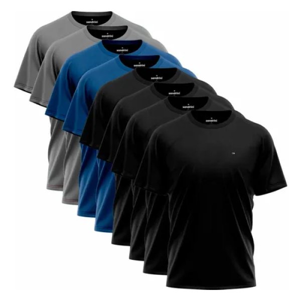 Kit 8 Camisas Sandrini Dry- Fit Masculina Caminhada Academia